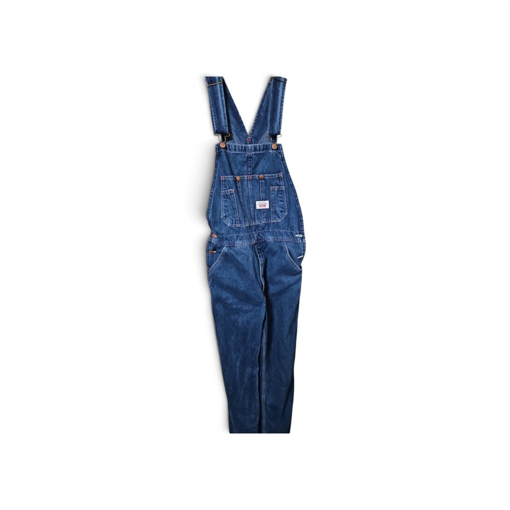 Vintage Round House Denim Overalls Dark Wash Workwear Bib Carpenter Pants Indigo